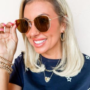 SoHo Edge Round Lens Sunglasses-Brown/Gold